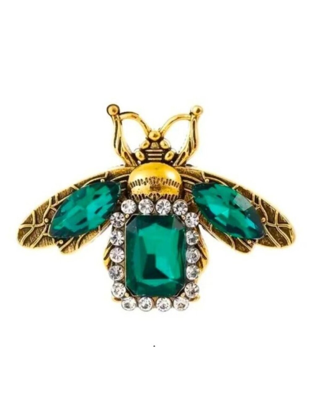 Bee Brooch Beautiful Emerald Rhinestone Pin Gemstone Glam Insect Bumble Sparkle